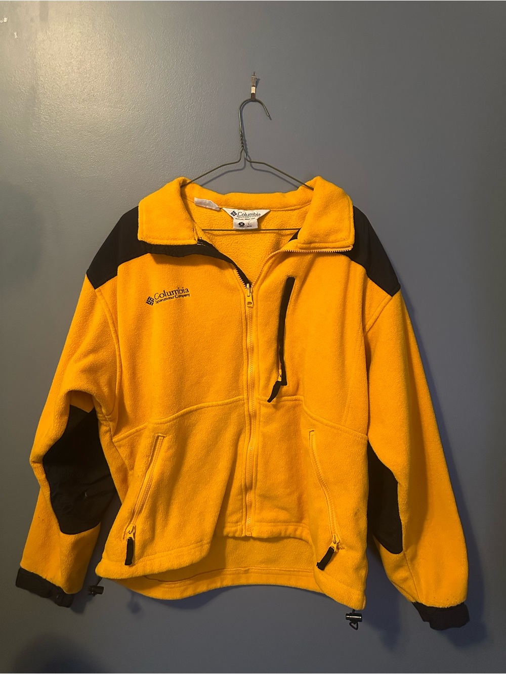 Vintage Columbia Fleece Jacket Yellow Black Made in Taiwan Gorpcore 90s